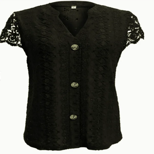 Front OfWomen'S Elegant V-Neck Long Sleeve T-Shirt, Solid Colour Black