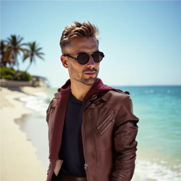 Hooded Casual Leather Jacket Zipper Digging Waterproof - Image 3