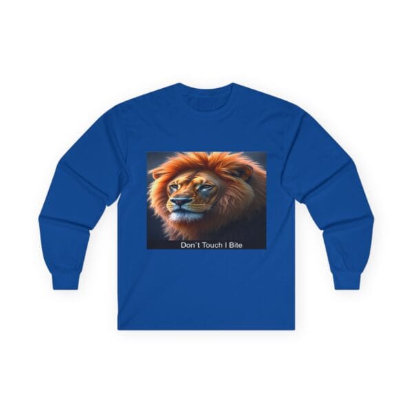 Unisex Long Sleeve Tee - Fierce Lion Design "Don't Touch I Bite" - Image 10