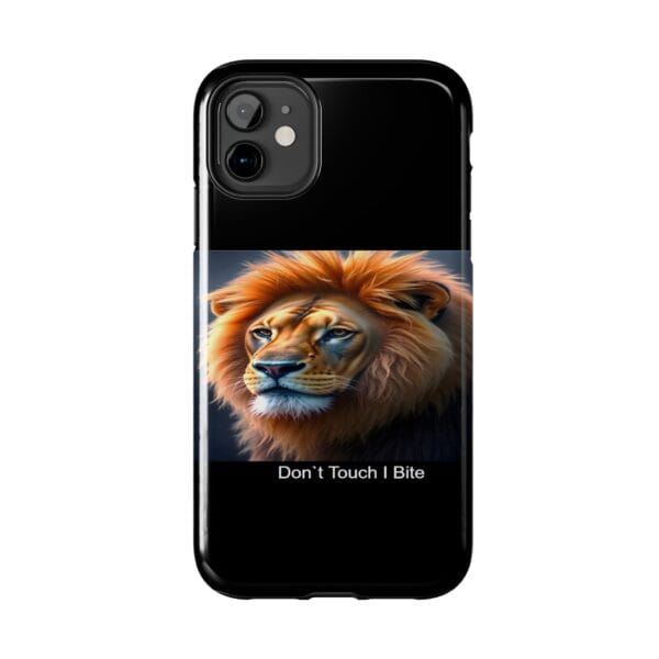 Lion-Themed Tough Phone Case - 'Don't Touch, I Bite. - Image 2
