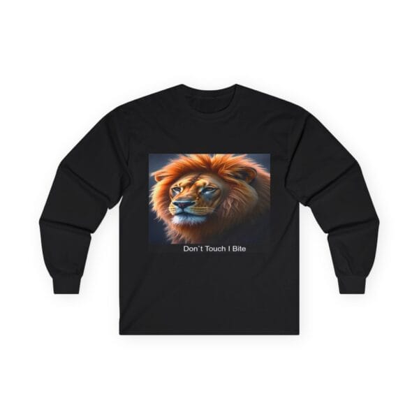 Unisex Long Sleeve Tee - Fierce Lion Design "Don't Touch I Bite" - Image 7