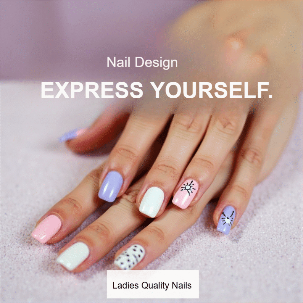Nail Art Ladie W Different colours of Nails