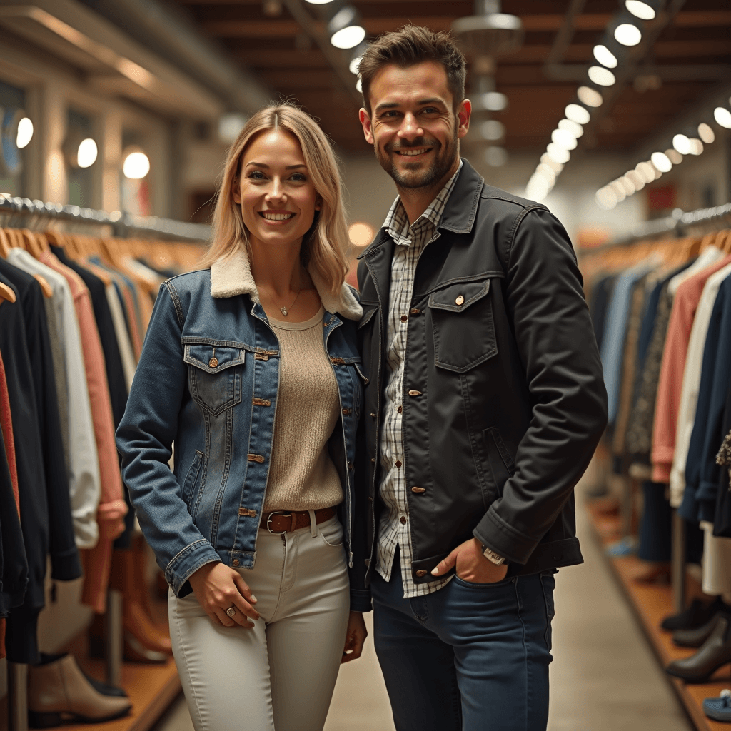 Man and Woman Stahding In A Clothes Shop