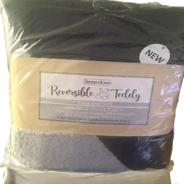 Teddy Bedding Sleep down bedding set Colour Grey and Dark Brown