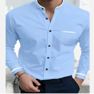 Men’s Long Sleeve Casual Shirt Colour Light Blue