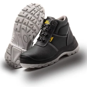 “Protective work boots with steel toe cap and puncture-resistant midsole”